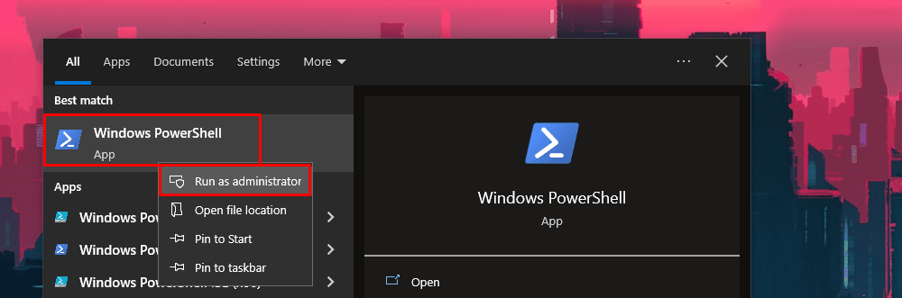 Windows PowerShell Запуск от имени администратора