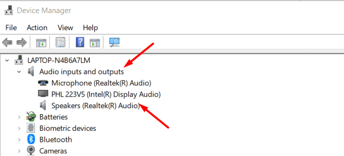 Аудиовходы и выходы в диспетчере устройств Windows