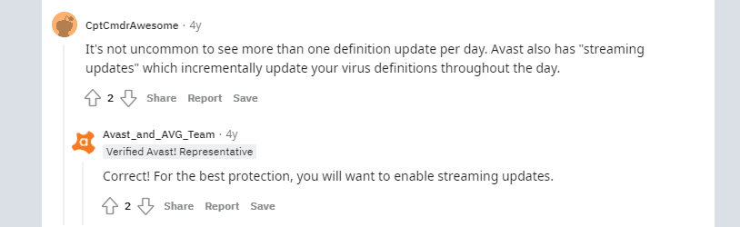 Определения вирусов Avast не обновляются