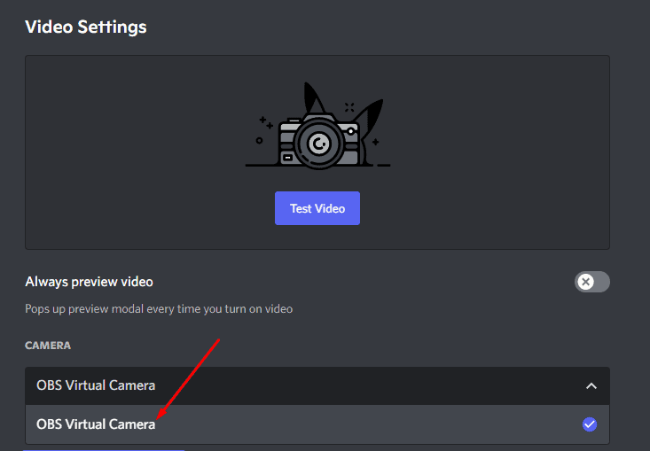 Изменить настройки видео в Discord Camera
