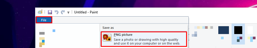 Сохранить файл как PNG в Microsoft Paint