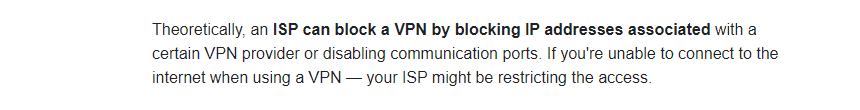 Интернет-провайдер может заблокировать VPN