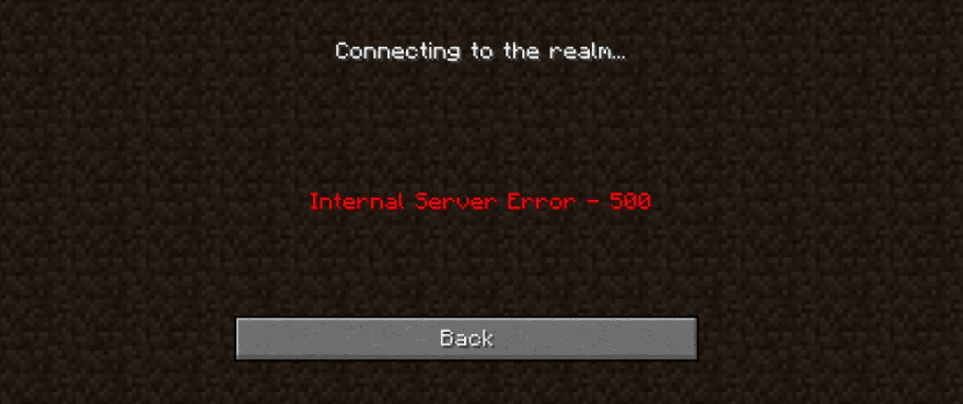 Внутренняя ошибка сервера Minecraft Realms 500