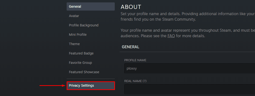 Настройки конфиденциальности аккаунта Steam
