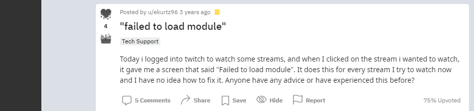 Ошибка Twitch Failed To Load Module