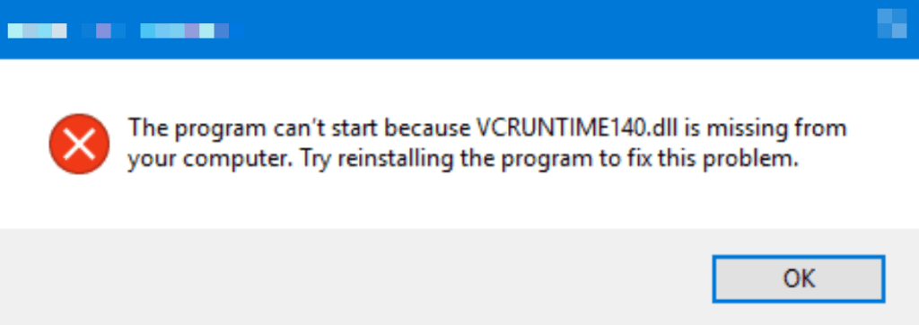 Сообщение об ошибке VCRUNTIME140 dll отсутствует