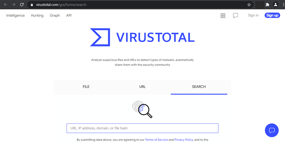 Сайт VirusTotal
