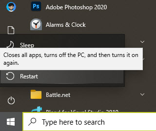 Windows 10 перезагрузить компьютер