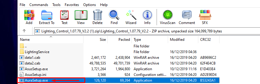 Заархивированный файл Windows Aura Sync