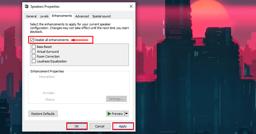 Windows Отключить все улучшения