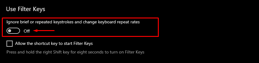 Ключи фильтра Windows отключены