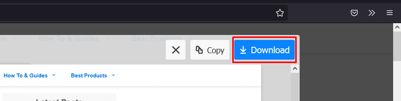 Кнопка загрузки скриншота Windows Firefox