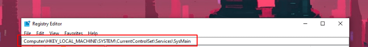 Редактор реестра Windows SysMain