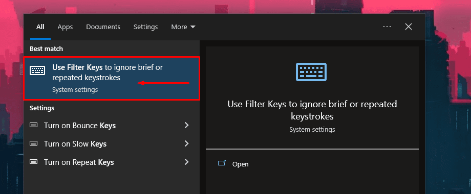 Windows использует ключи фильтра