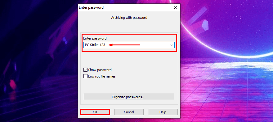 Windows WinRAR Введите пароль
