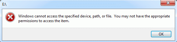 «Windows не может получить доступ к указанному устройству, пути или файлу».  ошибка