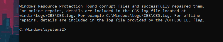 Поврежденные файлы Windows были найдены и исправлены