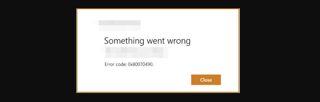 Код ошибки Windows 0x80070490 1