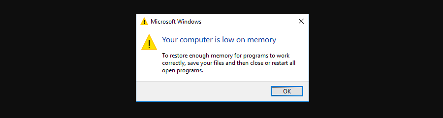 На вашем компьютере мало памяти