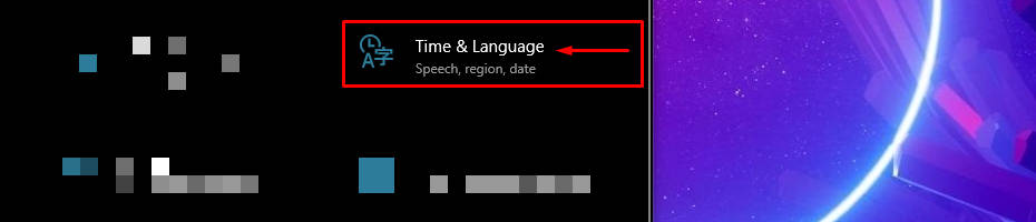 открытие Время и язык в Windows